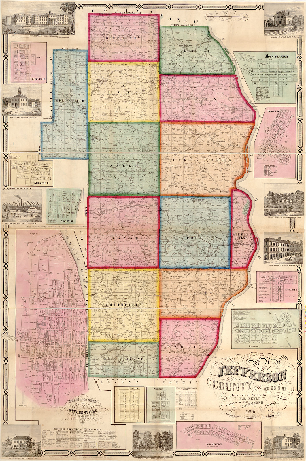 Map of Jefferson County, Ohio, c. 1856 — antique map