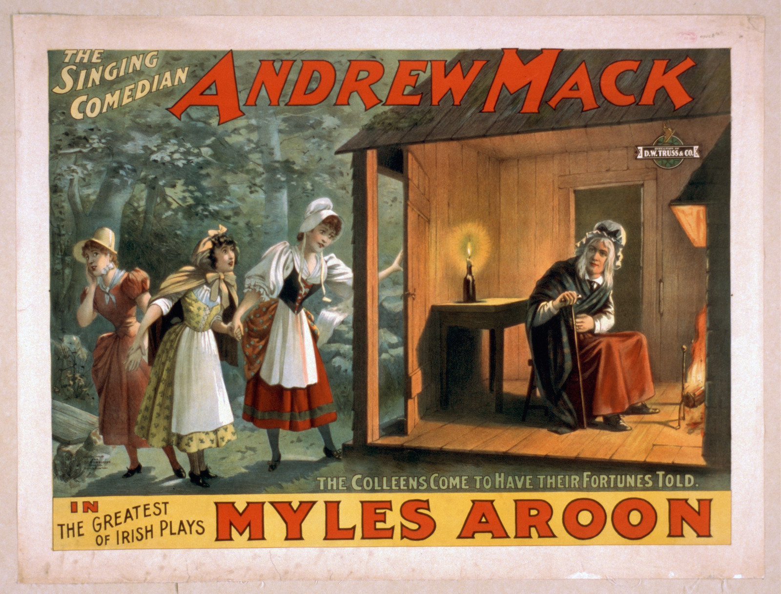 The singing comedian Andrew Mack in the greatest of Irish plays Myles Aroon, 1895 — vintage poster