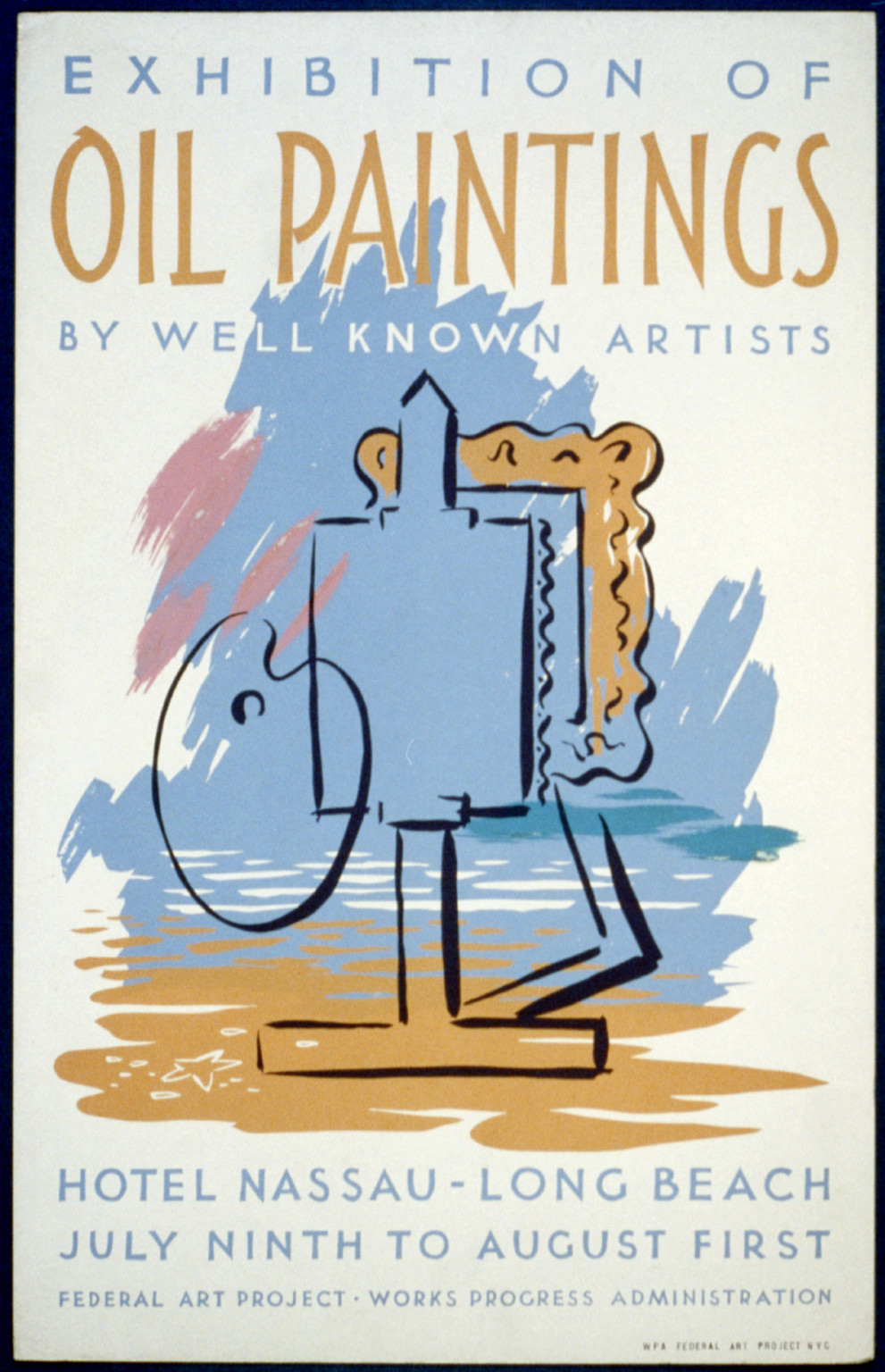 Exhibition of oil paintings by well known artists, 1940 — vintage poster