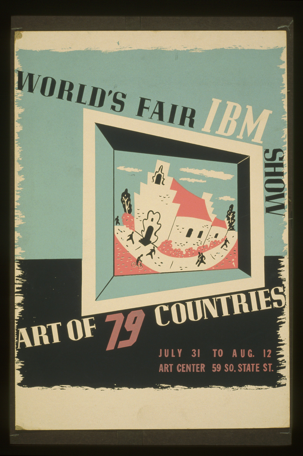 Worlds fair IBM show Art of 79 countries., 1939 — vintage poster