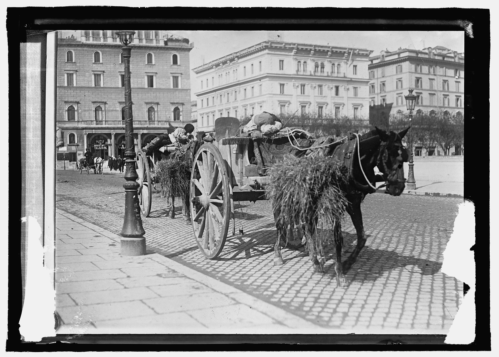 Italy, Rome. Drivers sleeping in their carts, [between 1908 and 1919] — historic photograph