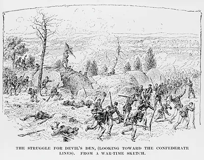 The Struggle for Devil's Den, (looking toward the Confederate lines)