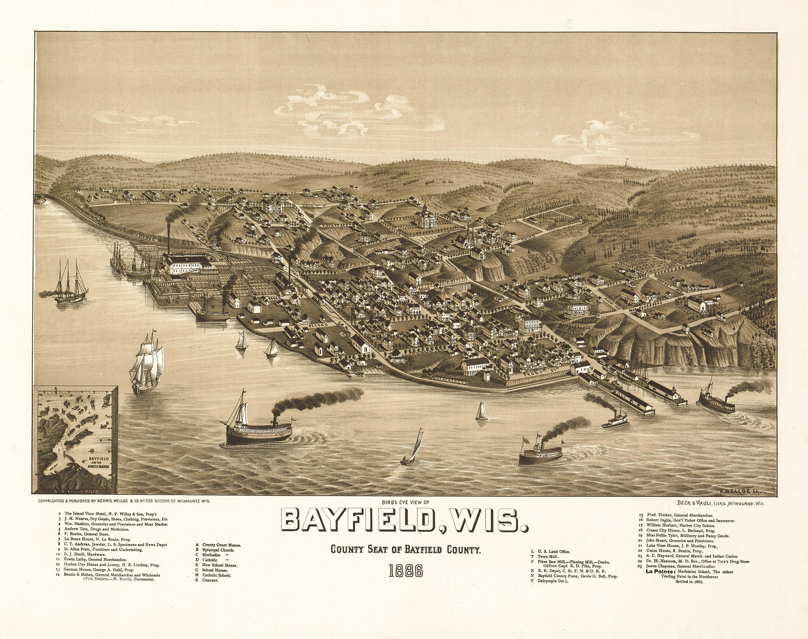 Bayfield, Wisconsin, 1886, 1886 — antique map
