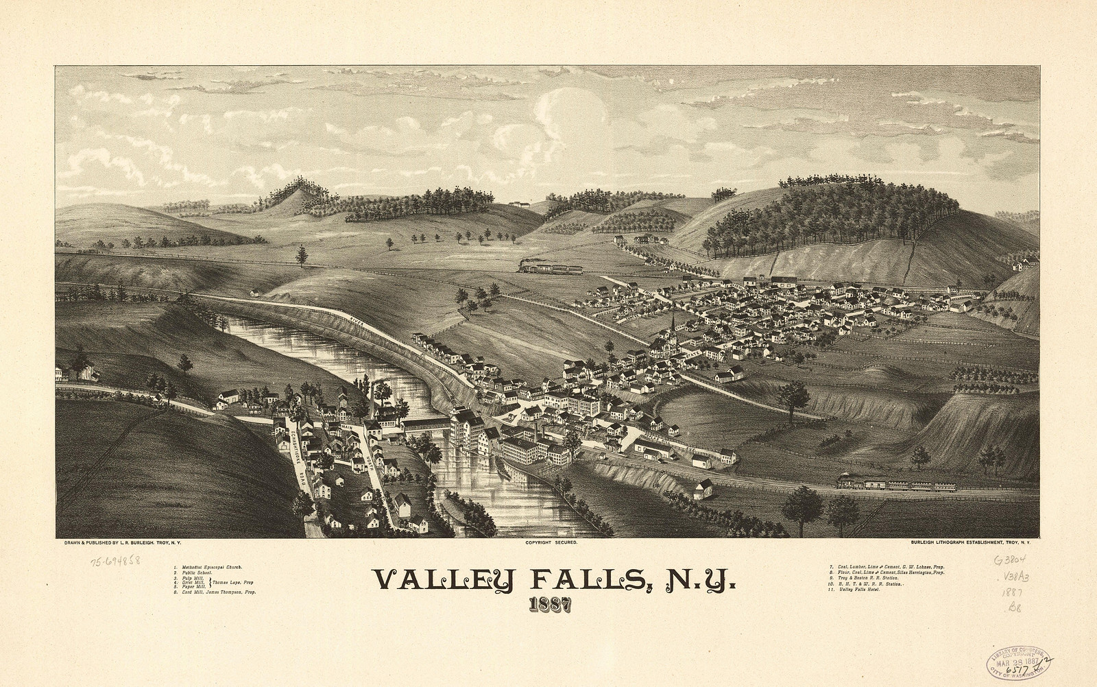 Valley Falls, New York, 1887, 1887 — antique map