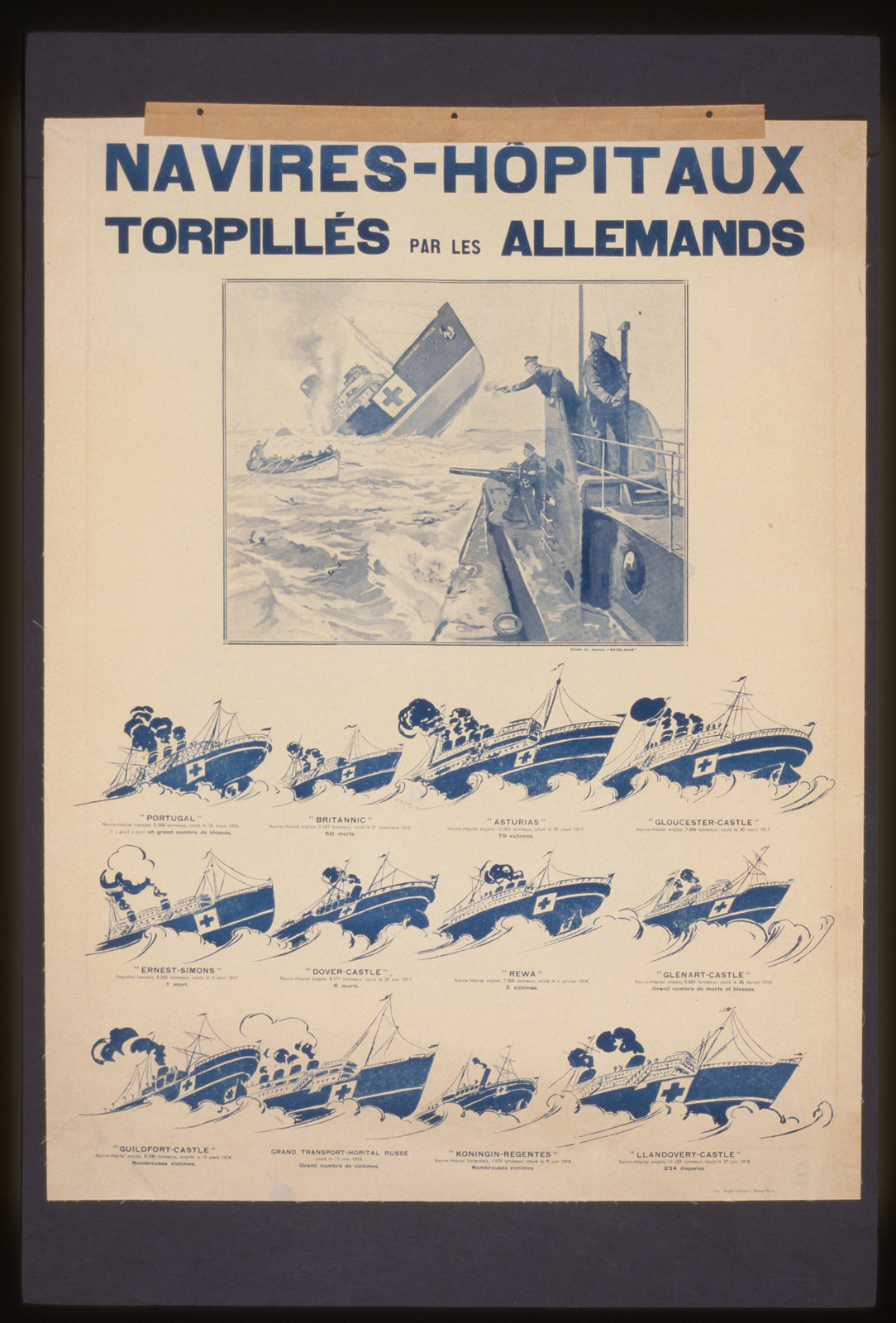 Navires-hôpitaux torpillés par les Allemands, 1918 — historic image