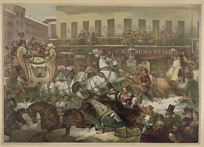 Sleighing in New York before Barnum's Museum