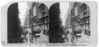 Lower Broadway, a canyon" through sky-scrapers New York City"