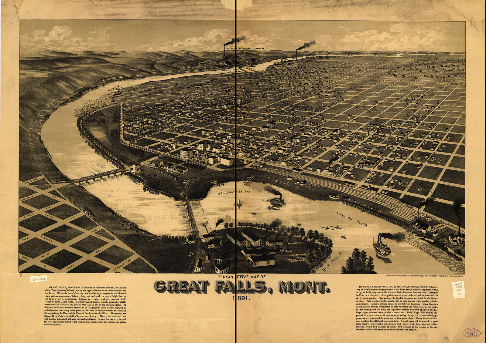 Great Falls, Montana, 1891, 1891 — antique map