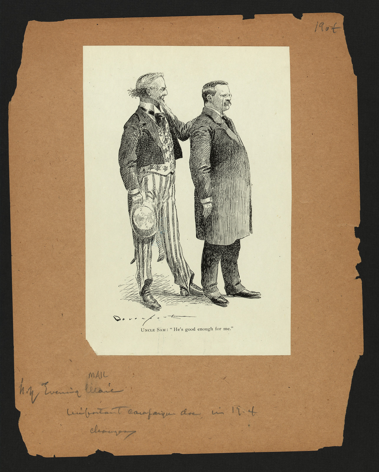 Uncle Sam: "He's good enough for me" cartoon print — historic print