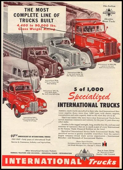 International Trucks advertisement: 5 of 1,000 Specialized trucks