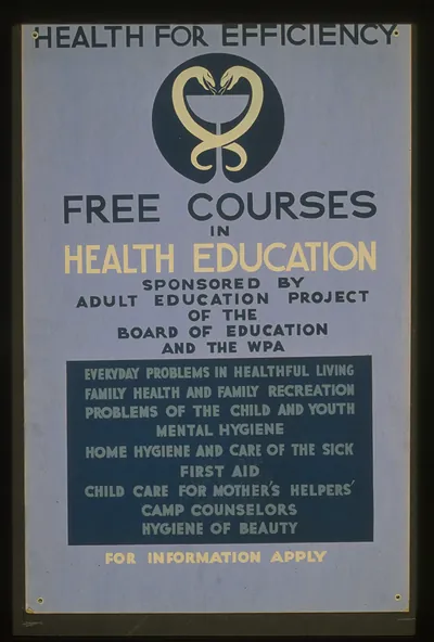 Health for efficiency Free courses in health education sponsored by Adult Education P