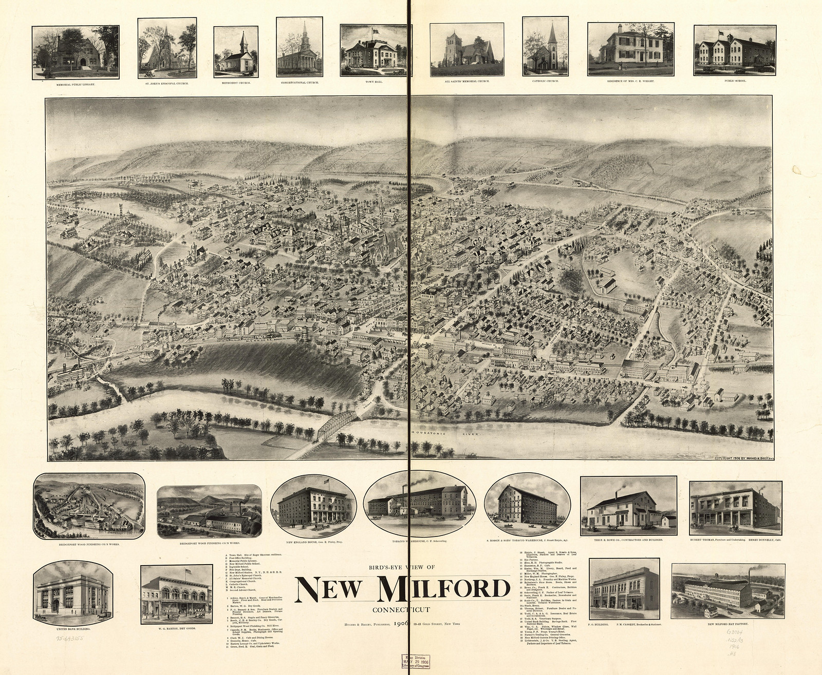 New Milford, Connecticut, 1906, 1906 — antique map