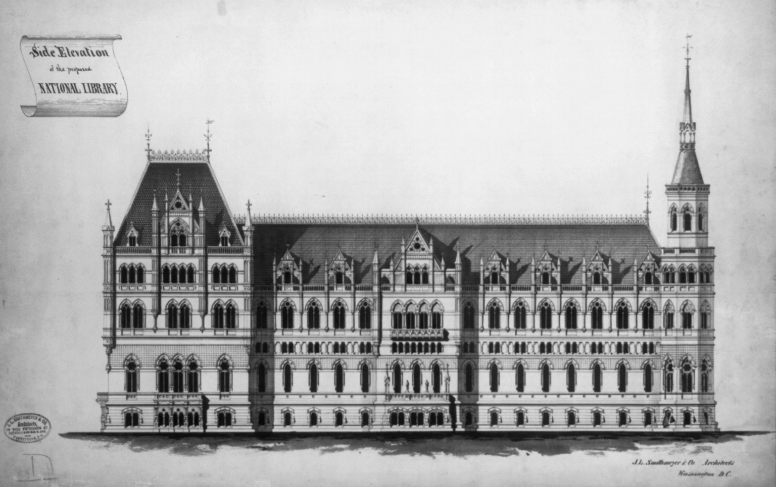 [Library of Congress (National Library") Washington D.C. Side elevation, 2002711901 — historic image