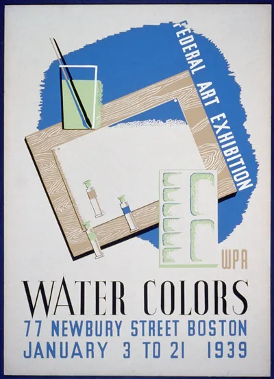 WPA Federal Art Exhibition Water Colors poster, Boston 1939