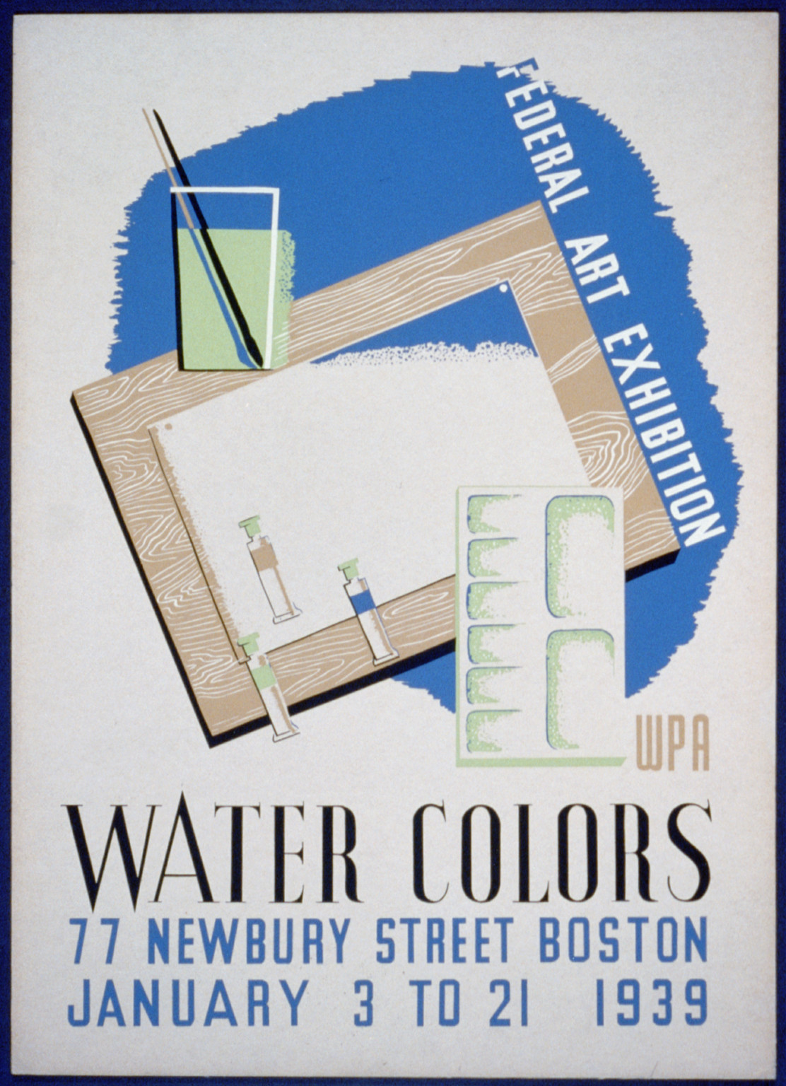 Federal Art exhibition WPA water colors., 1939 — vintage poster