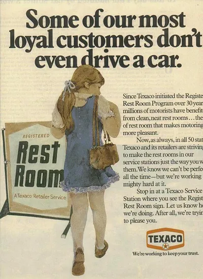 Texaco magazine advertisement: loyal customers don't drive a car