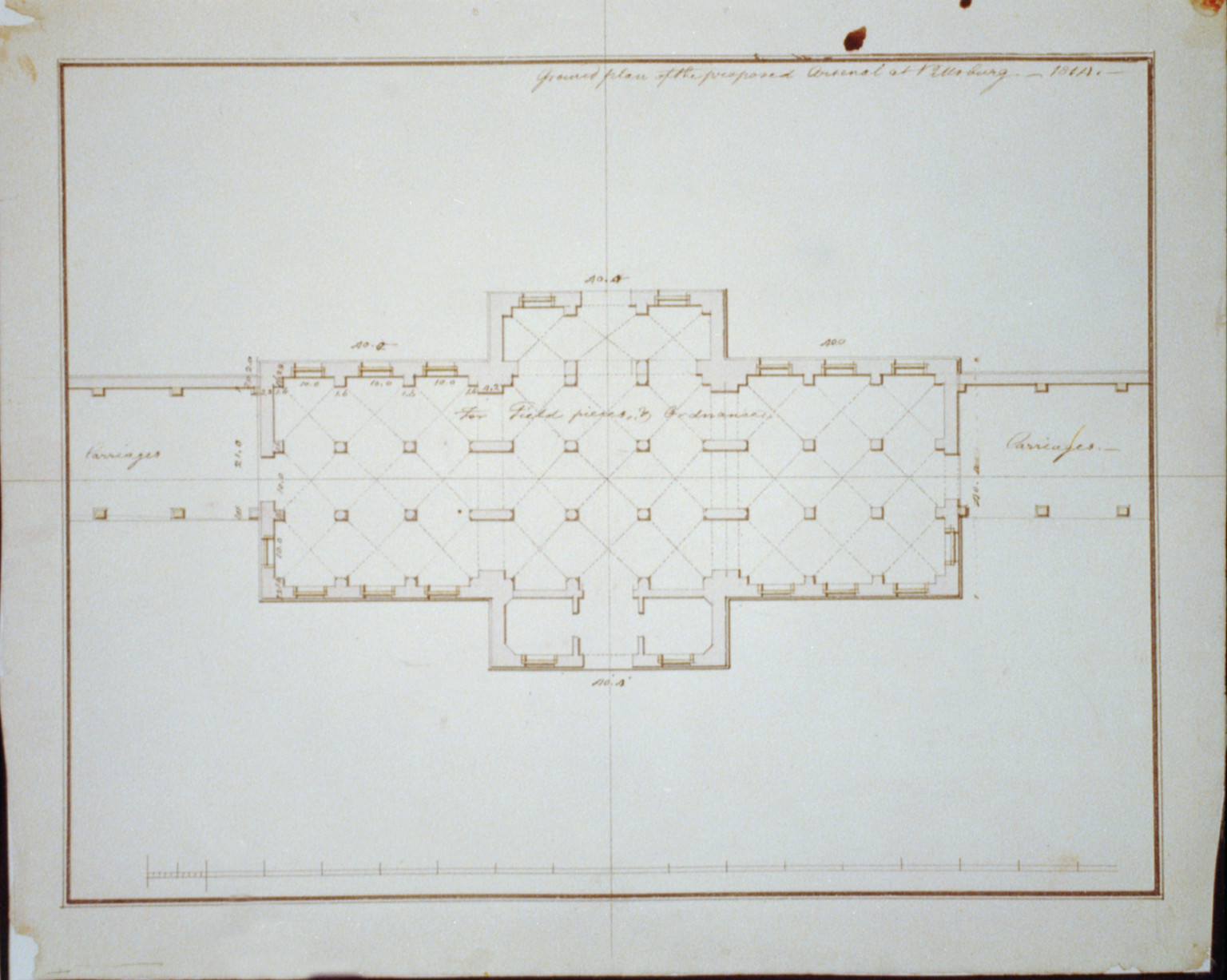 [Armory (U.S. Arsenal") Pennsylvania. Ground floor plan]", 1814 — historic drawing