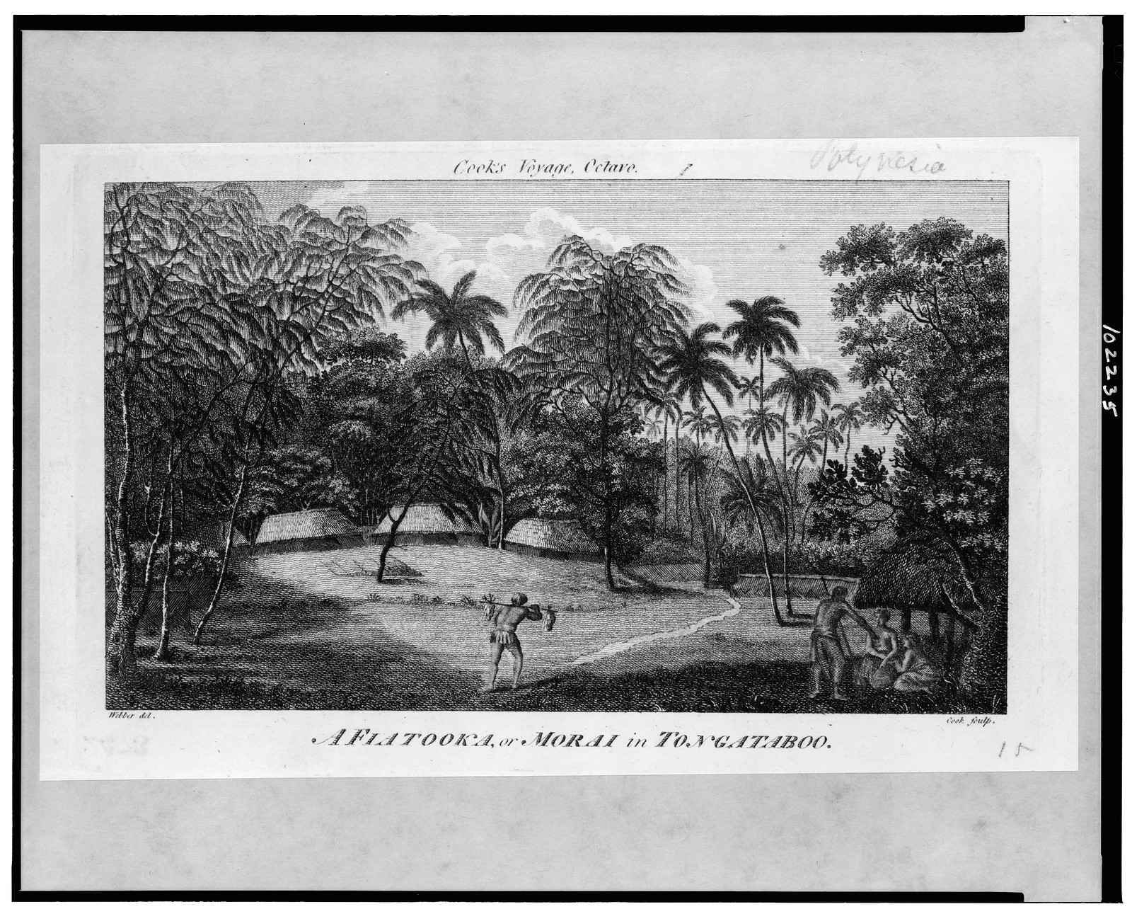 Afiatooka, or Morai in Tongataboo [i.e. Tongatabu] / Webber del. ; Cook sculp., [between 1770 and 1800] — antique engraving