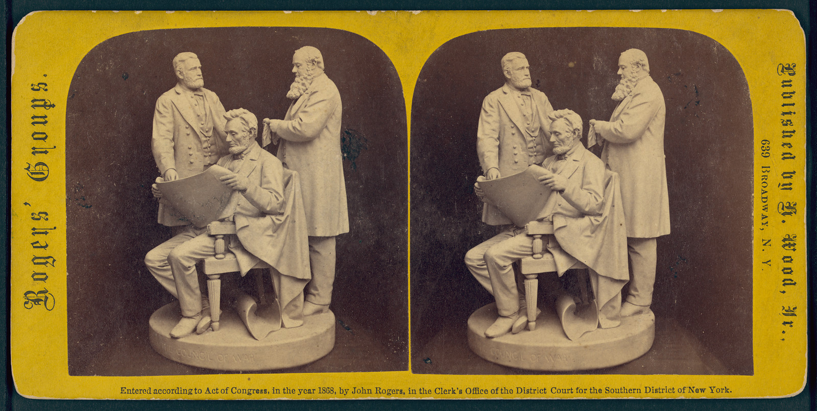 Rogers' Groups stereoview of a sculpted group of men — stereograph