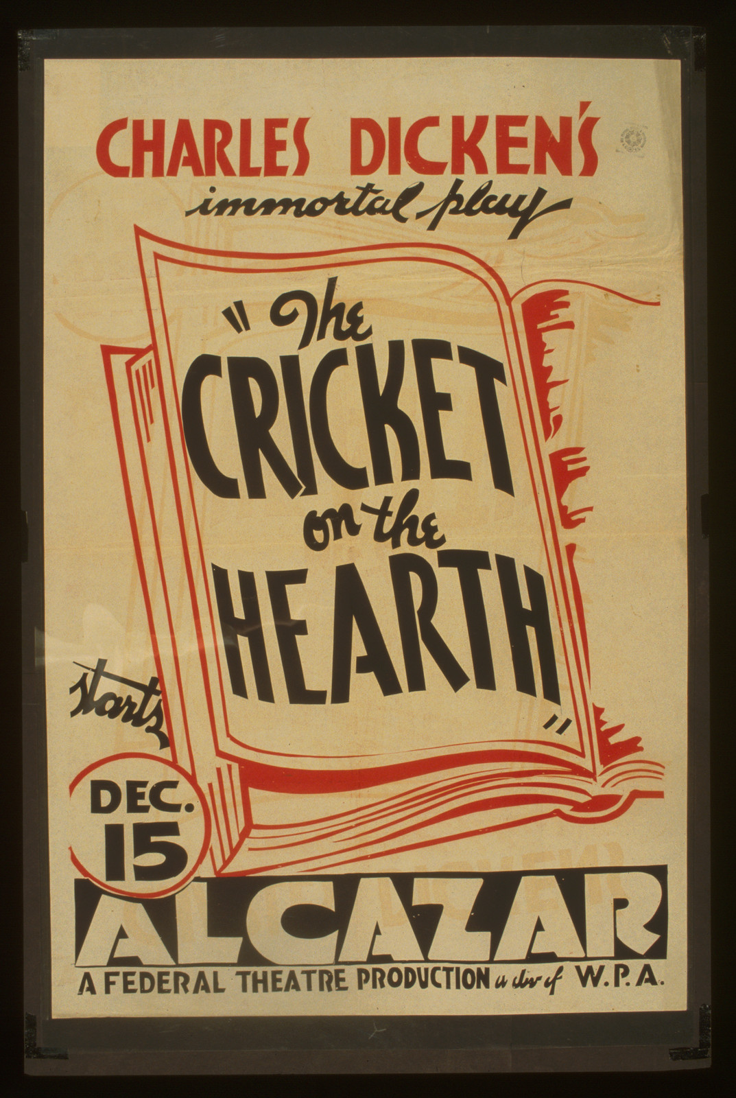 Charles Dickens immortal play The cricket on the hearth, 1936 — vintage poster