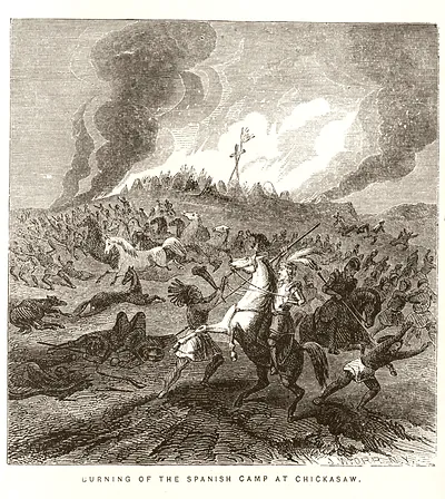 Burning of the Spanish camp at Chickasaw / J.W. Orr, N.Y.