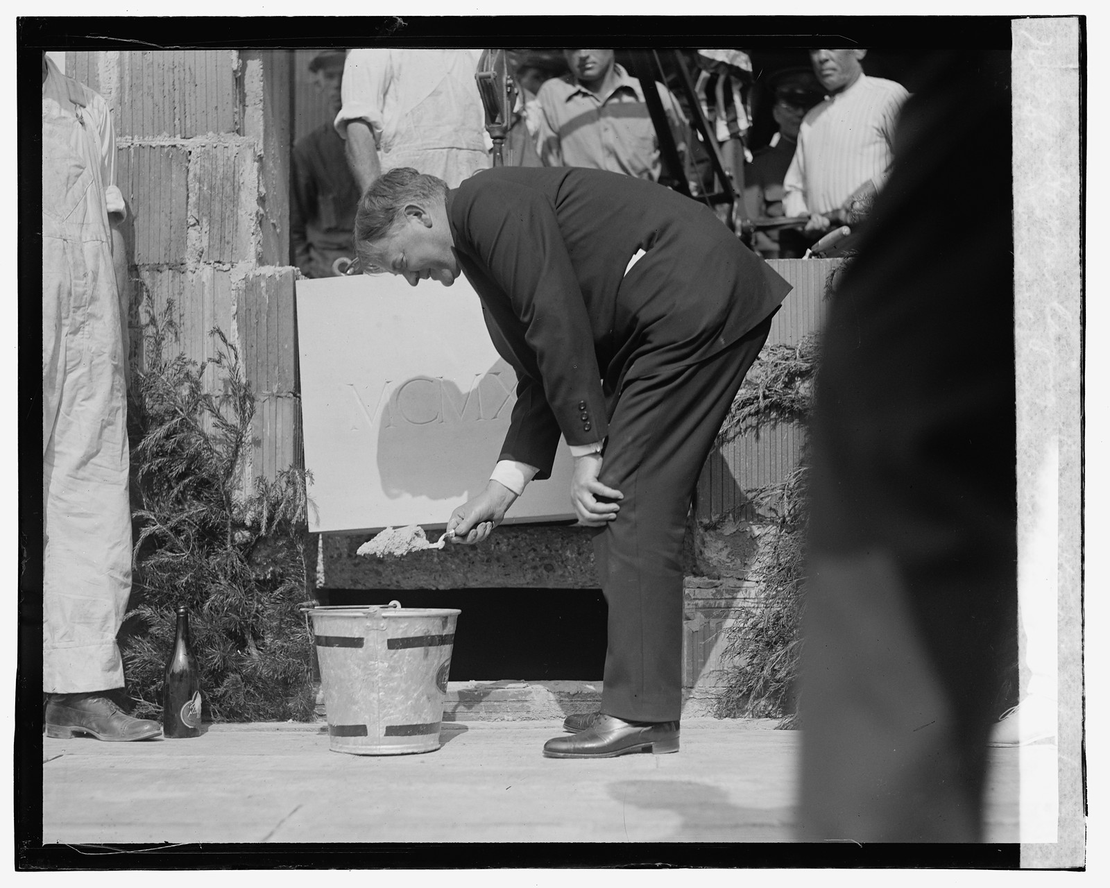 Hoover laying cornerstone, Congressional Club, 6/9/23, [19]23 June 9. — historic photograph
