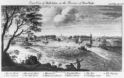 East view of Hell Gate, in the province of New York / W.A. Williams del. 1775.
