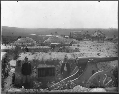 [U.S. Army fortifications in Cuba, 1898-99]: Punta Gorda, looking east; the two 15 cm siege howitzers
