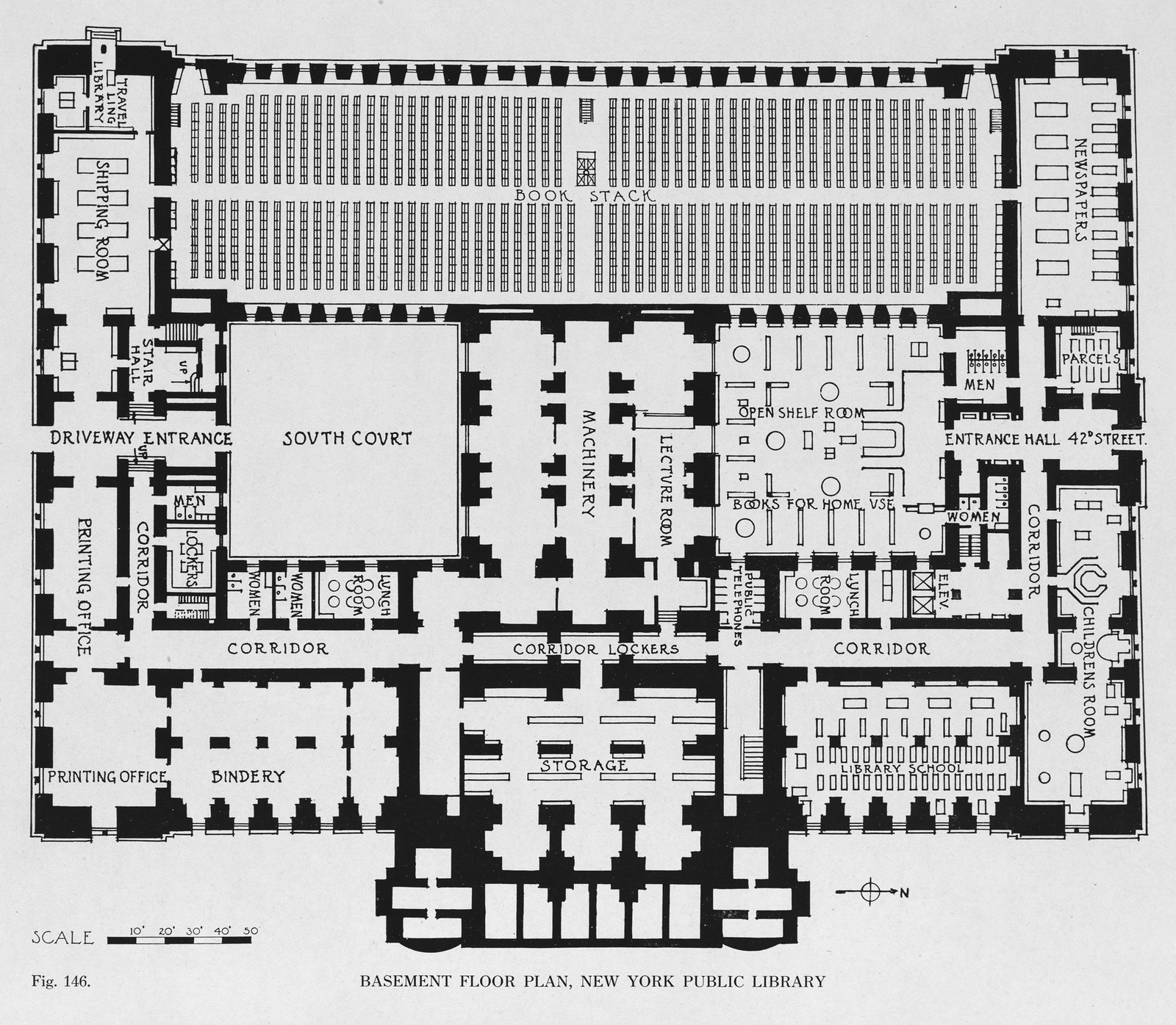 Basement Floor Plan, New York Public Library — historic image
