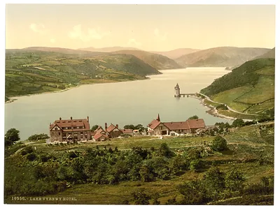 Lake and hotel Vyrnwy Wales