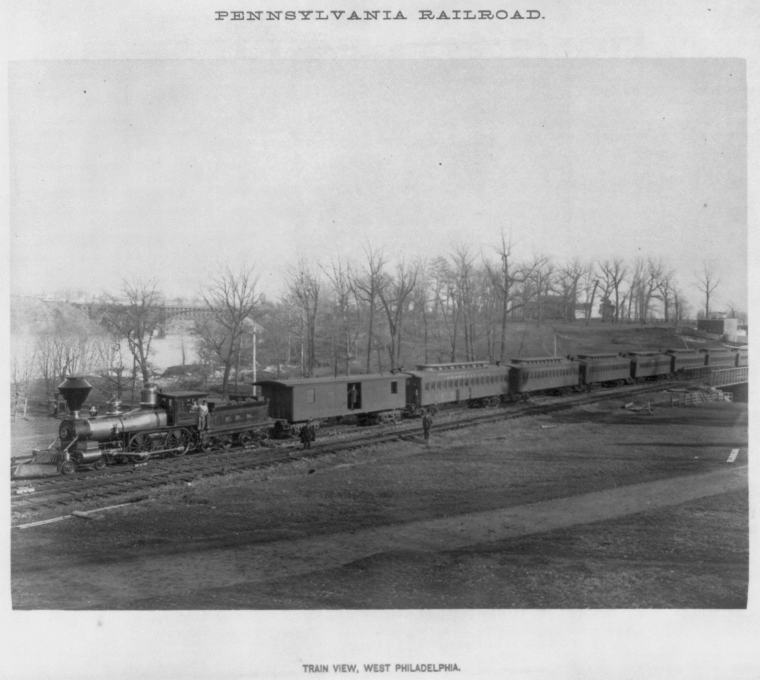 [Pennsylvania Railroad advertising material: Train view West Philadelphia"]", c1874. — historic photograph