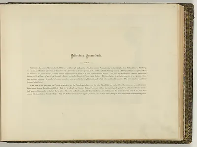 Gettysburg, Pennsylvania: descriptive text page from a book