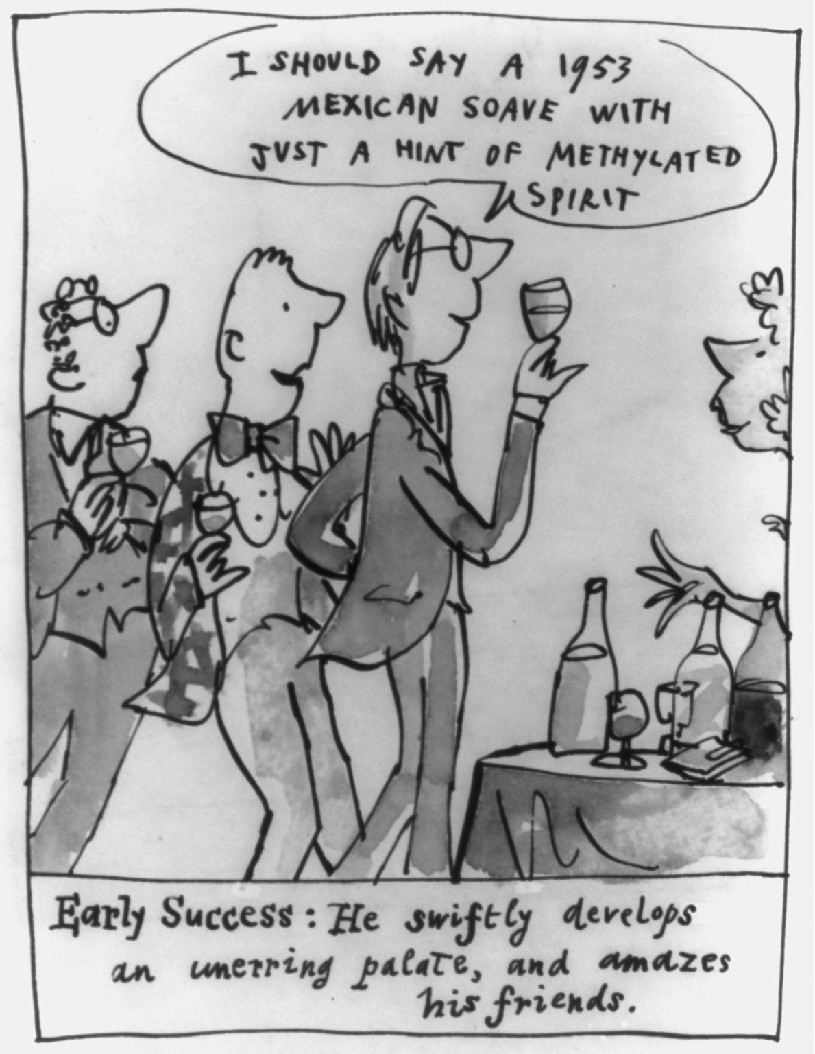 A rake's progress: Early success: he swiftly develops an unerring palate, and amazes his friends — historic drawing