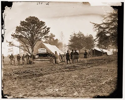 Brandy Station Virginia. Tent of A. Foulke Sutler 1st Brigade Horse Artillery