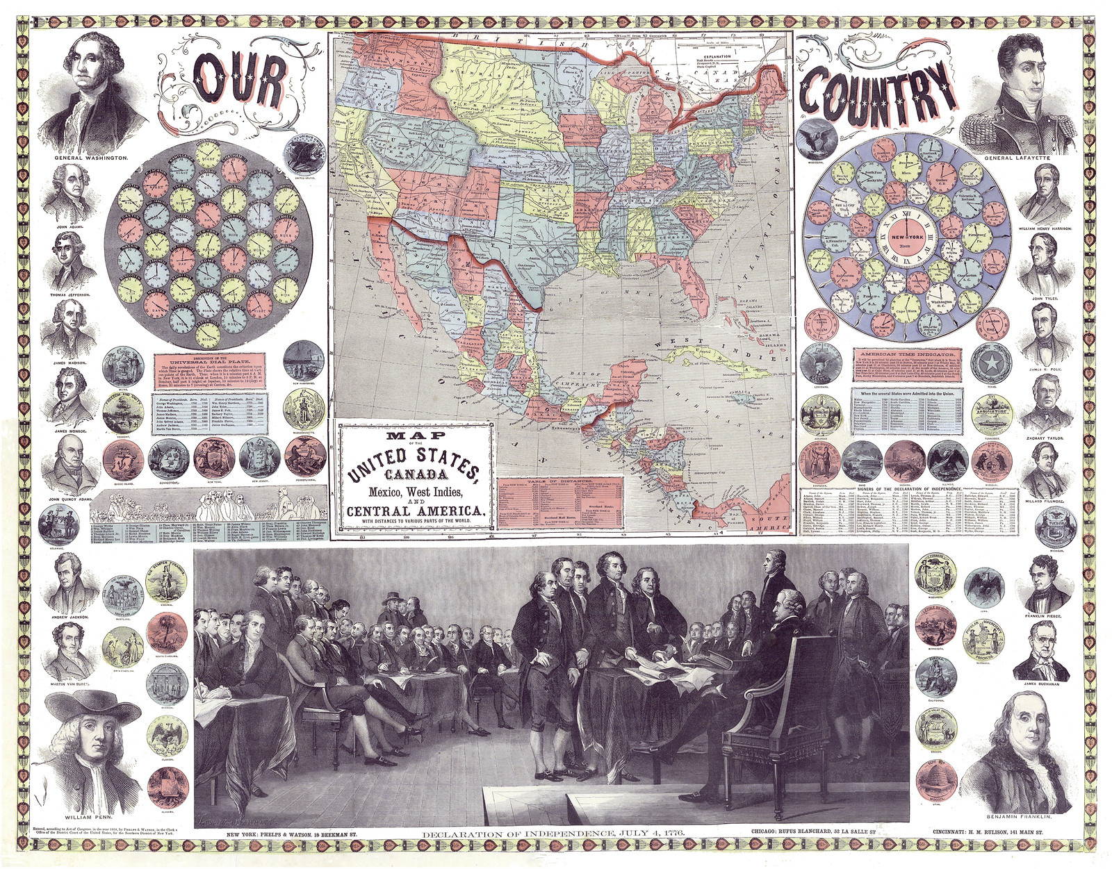 Our Country: Map of United States, Canada, Mexico and Central America — antique map