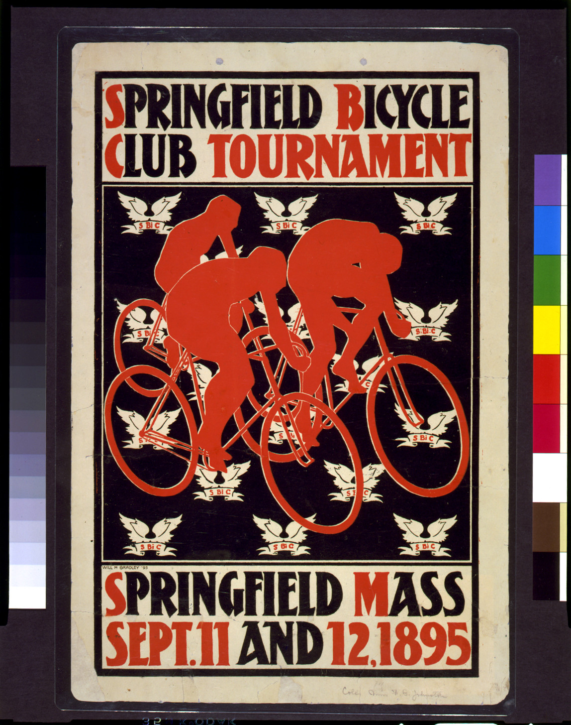 Springfield Bicycle Club Tournament, Springfield, Mass., Sept. 11 and 12, 1895 / Will H. Bradley., [18]95. — vintage poster