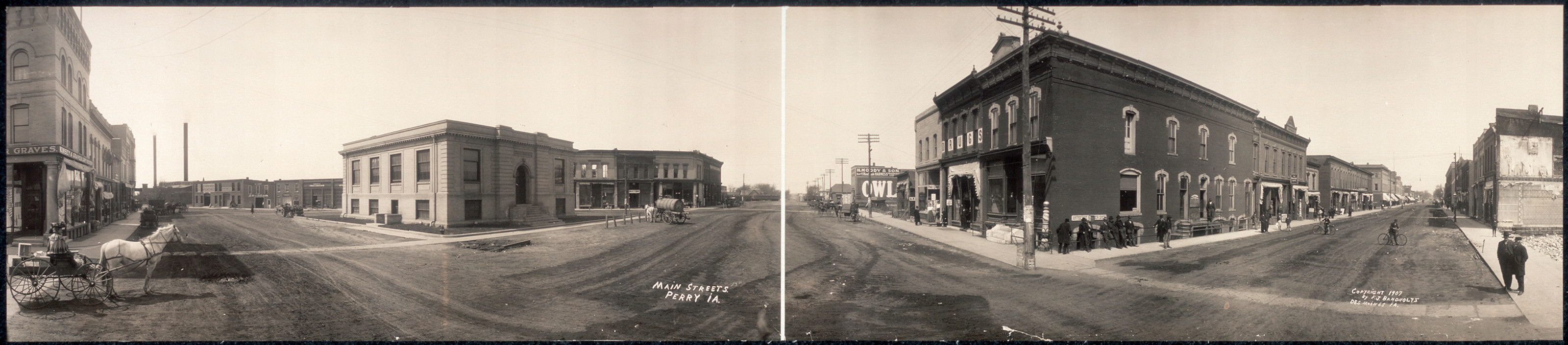 Main streets, Perry, Iowa, 1907, 1907 — historic image
