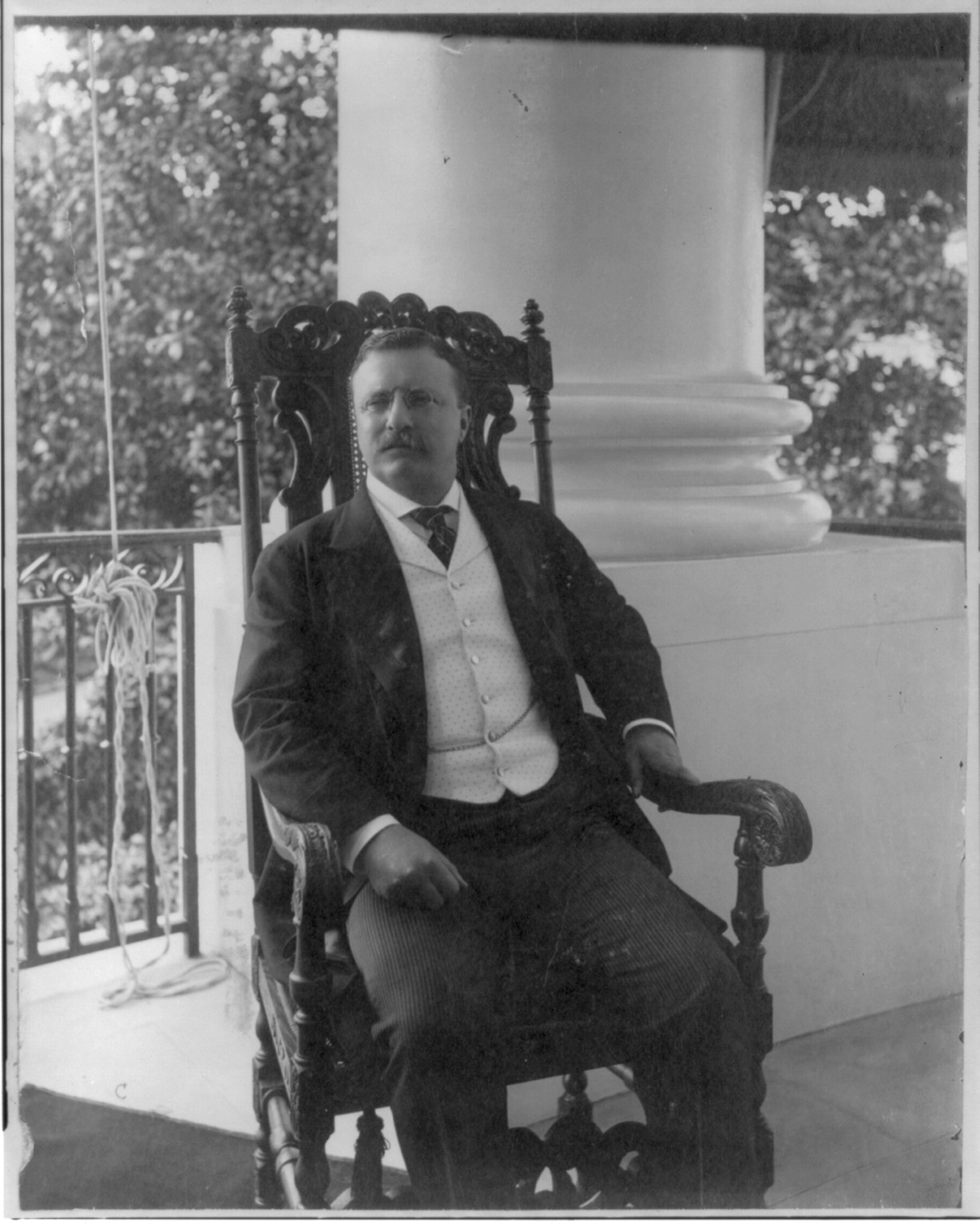 [Theodore Roosevelt, three-quarters length, seated, facing slightly left] — historic photograph