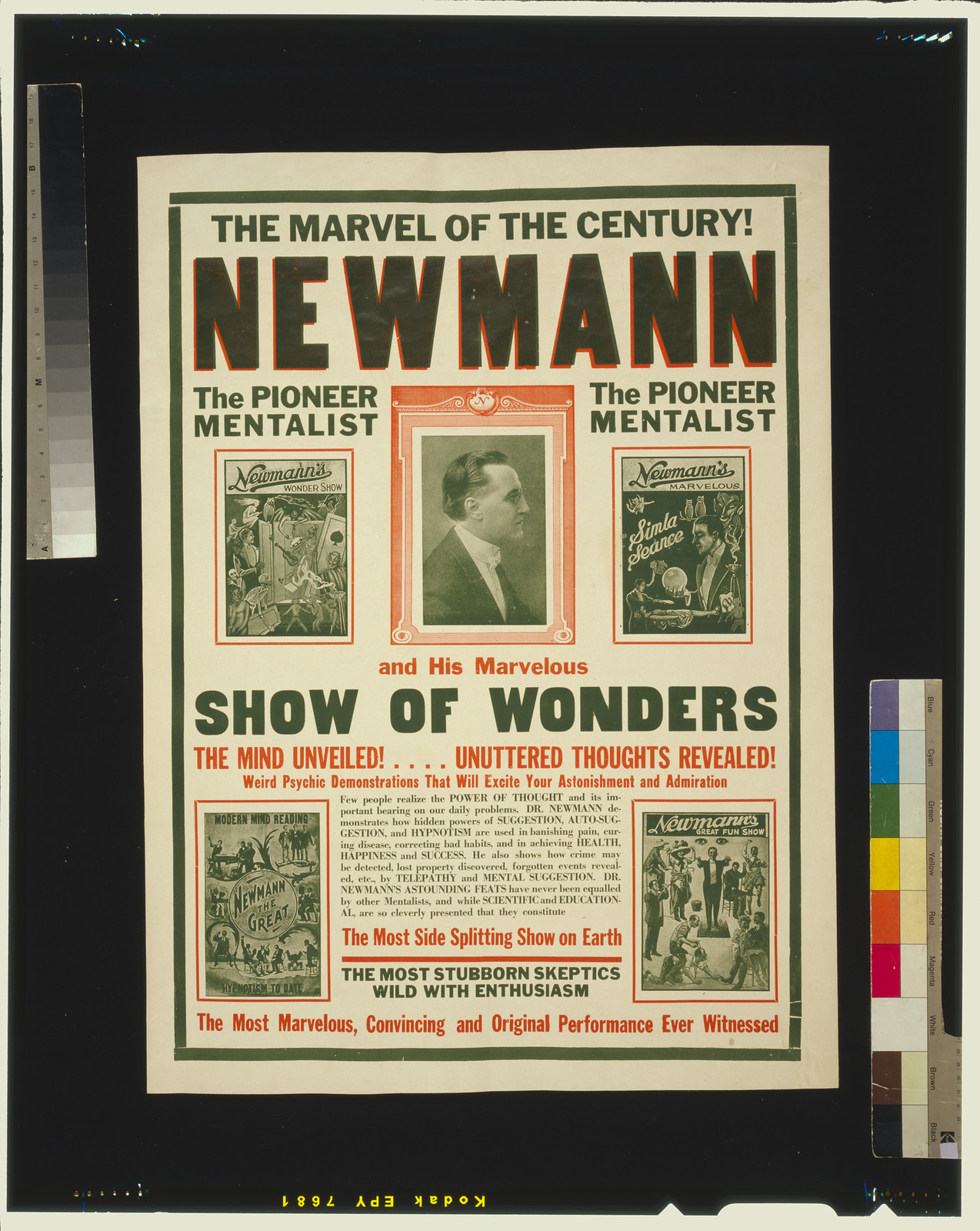 The marvel of the century! Newmann and his marvelous show of wonders., [ca. 1930] — vintage poster