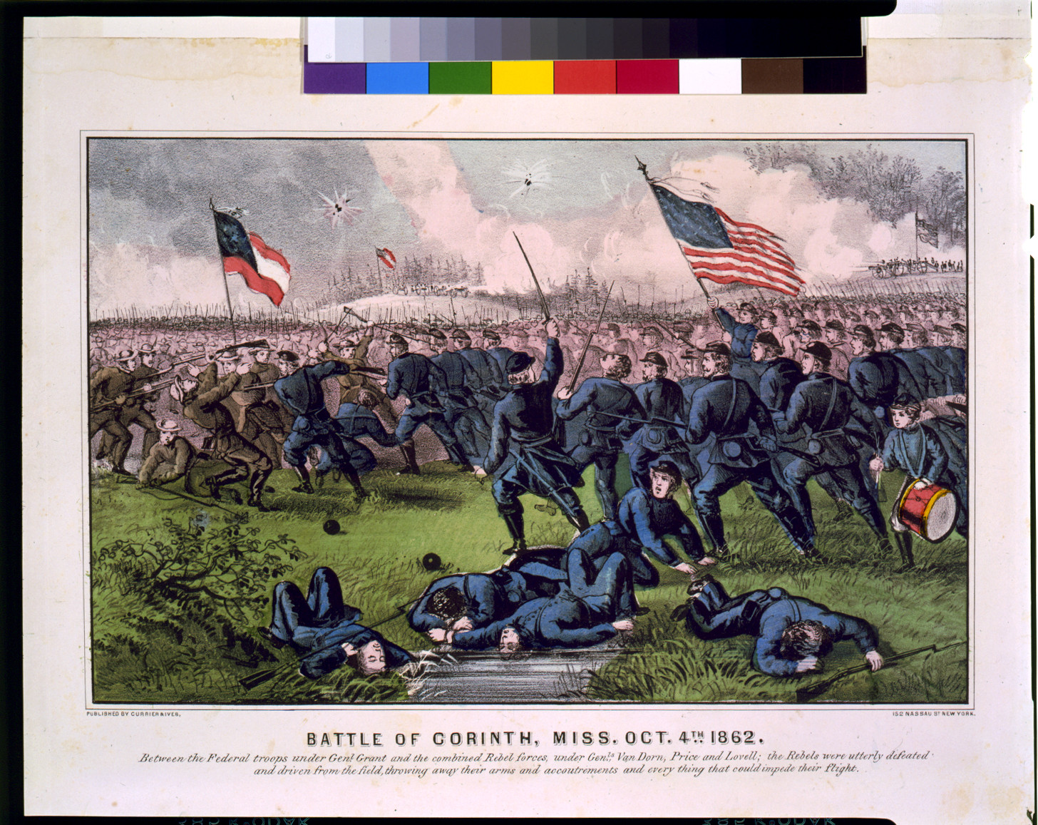 Battle of Corinth, Miss. Oct. 4th 1862, New York : Published by Currier & Ives, [1862?] — antique lithograph