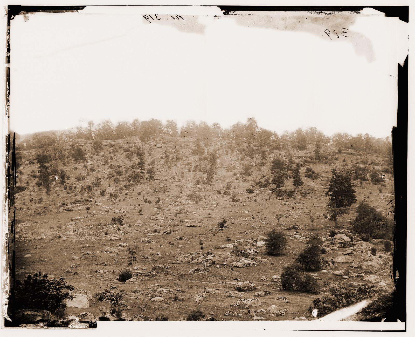 Gettysburg Pennsylvania. View of Little Round Top, 1863 — historic photograph