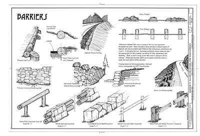 Barriers: Log, Stone and Concrete Guardrails and Retaining Walls