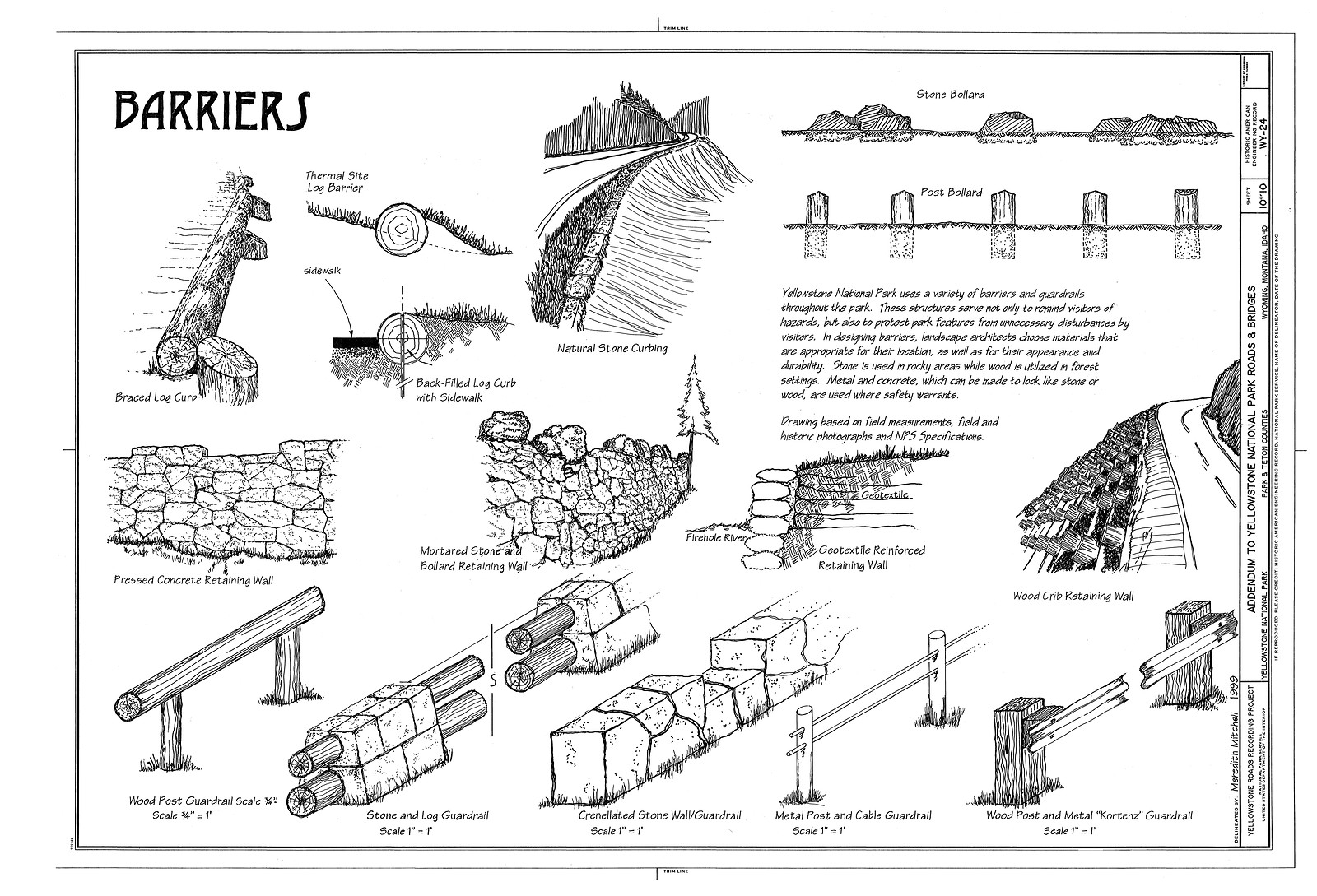 Barriers: Log, Stone and Concrete Guardrails and Retaining Walls — historic image