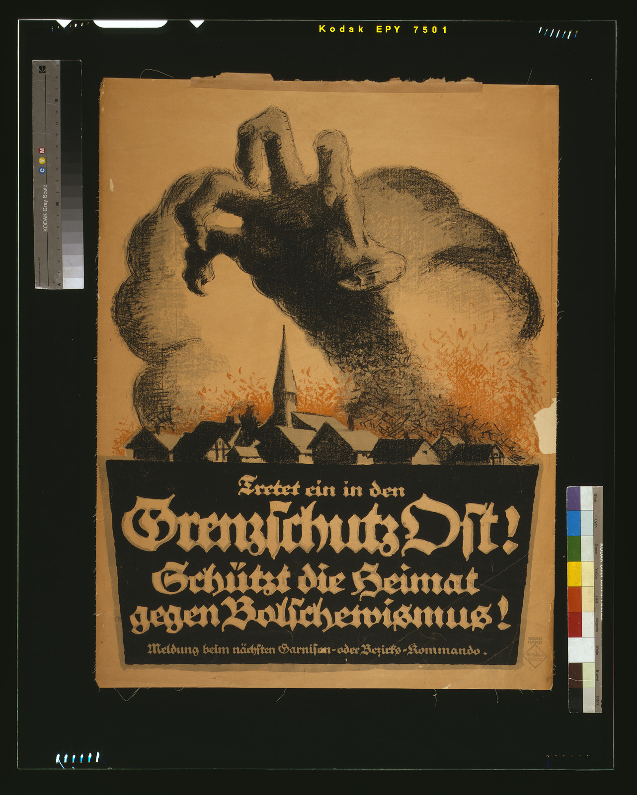 Tretet ein in den Grenzschutz Ost! Schützt die Heimat gegen Bolschewismus!, 1919 — historic image
