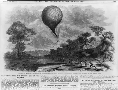 Prof. La Mountain, the Aeronaut, reconnoitering the rebel positions near Ft. Monroe
