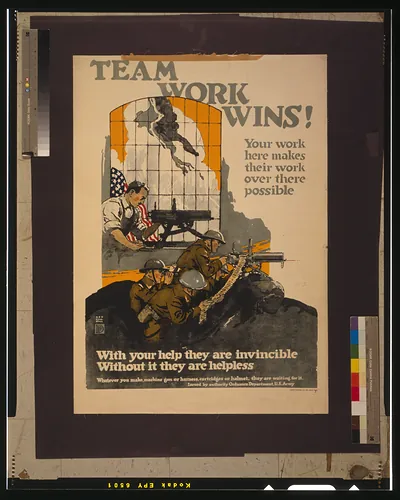 Team work wins! Your work here makes their work over there possible With your help they are invincible, without it they are helpless / Roy Hull Still.