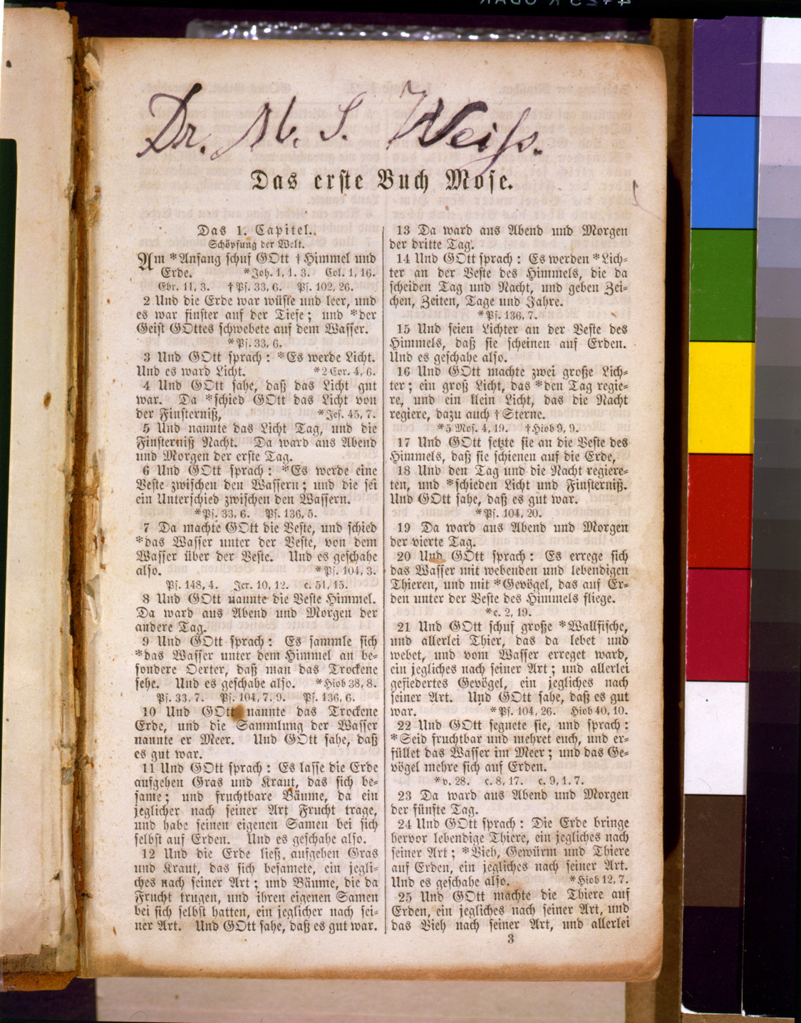 German Bible page: Das erste Buch Mose, Genesis chapter 1 — historic image