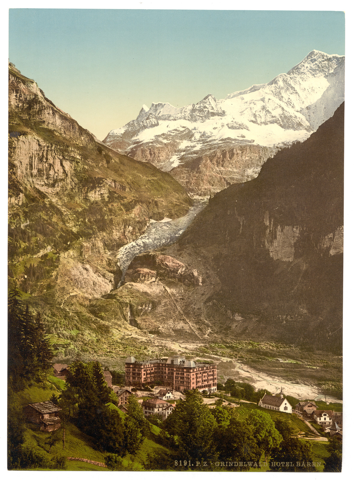Grindelwald Bear Hotel and glacier Bernese Oberland Switzerland, [between ca. 1890 and ca. 1900]. — historic print