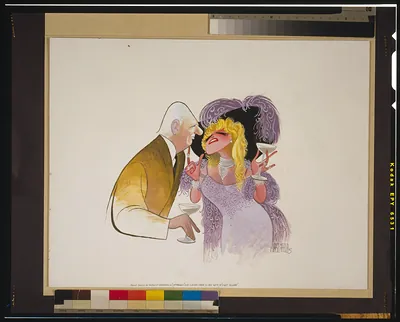 Philip Bosco as physicist Niels Bohr in Copenhagen" and Claudia Shear as Mae West in "Dirty Blonde" / Hirschfeld 5."