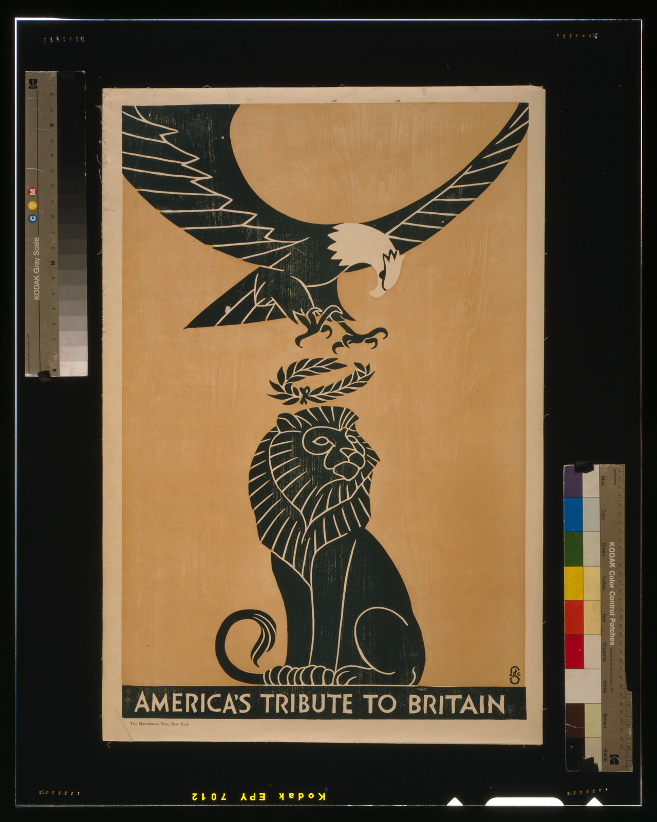 America's tribute to Britain / fgc ; The Marchbanks Press, New York., [1917] — vintage poster